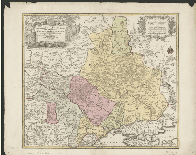 Map of the Ukrainian region 1757 by Lotter Tobias Conrad